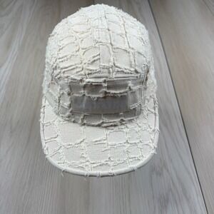 Supreme Mens Cream Frayed Croc Denim Adjustable USA Made Camp Hat Cap NWOT